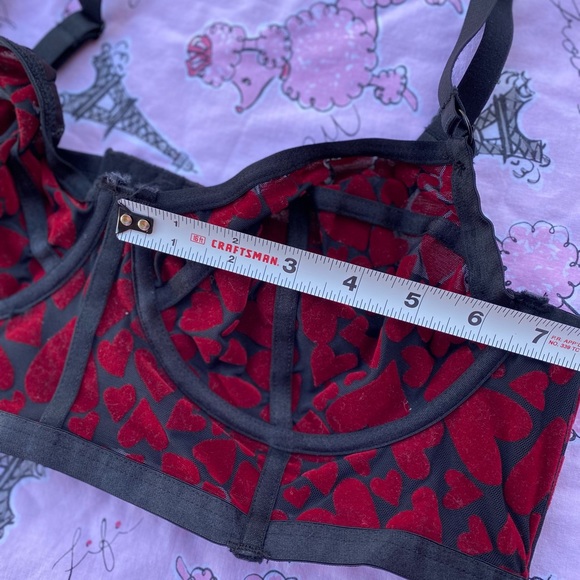❤️Mesh black and red velvet hearts bra❤️ - Picture 5 of 11